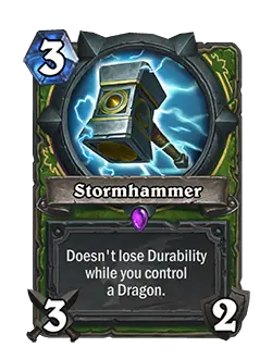 New Stormhammer has a classy green frame around the art and text, like the rest of the hunter class cards
