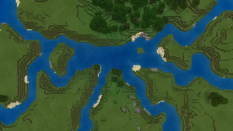 Many rivers converging in one place in Minecraft