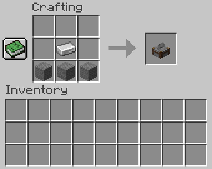Crafting recipe for a stonecutter