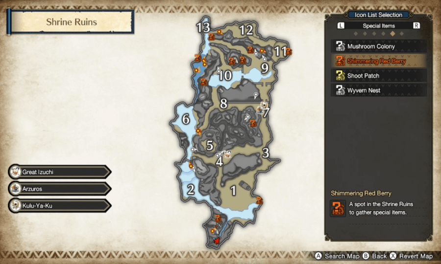 Mapa de Wisplanterns en Shrine Ruins