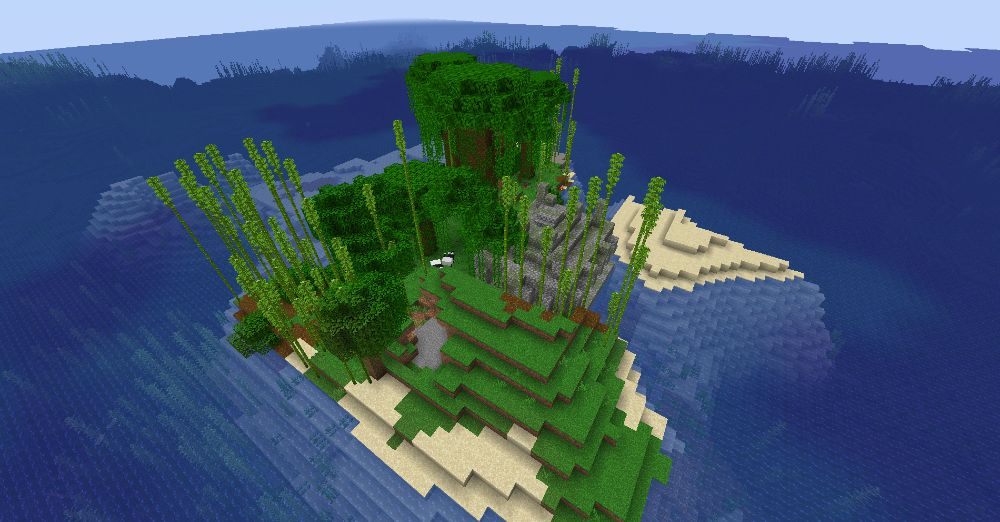 Una isla de bambú con pandas.