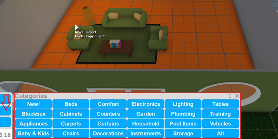 Interior decorado en Bloxburg
