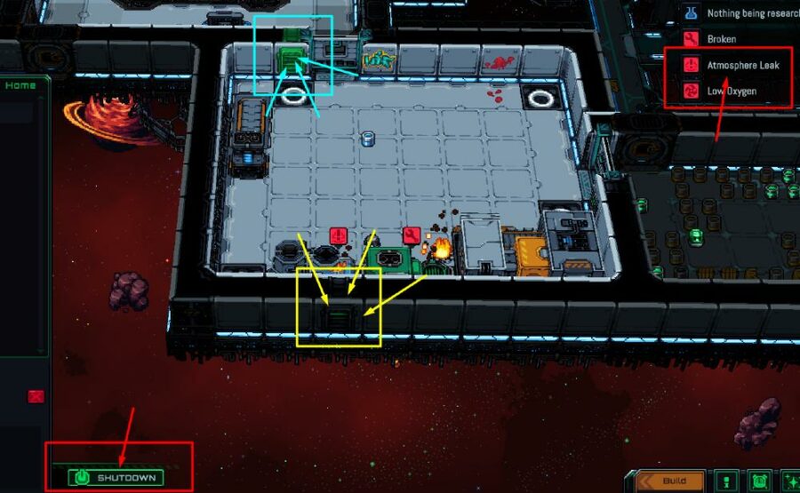Ventilando una habitación en Starmancer.