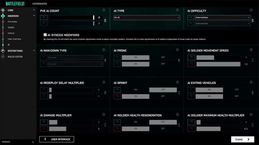 portal de campo de batalla de modificadores de ai