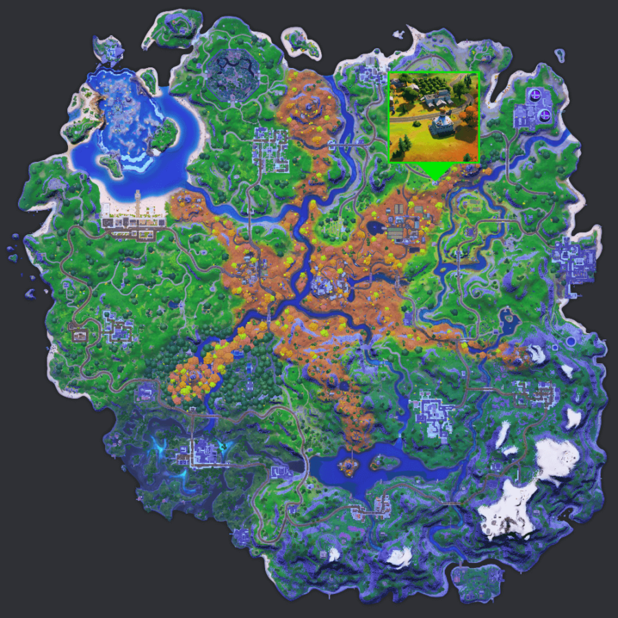La ubicación de Pizza Pit en Fortnite.