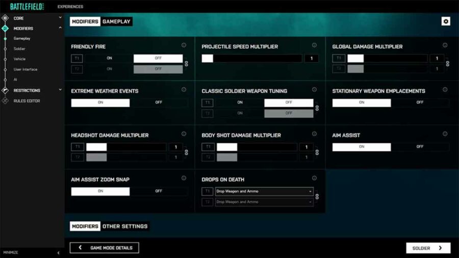 portal de campo de batalla de modificadores de juego