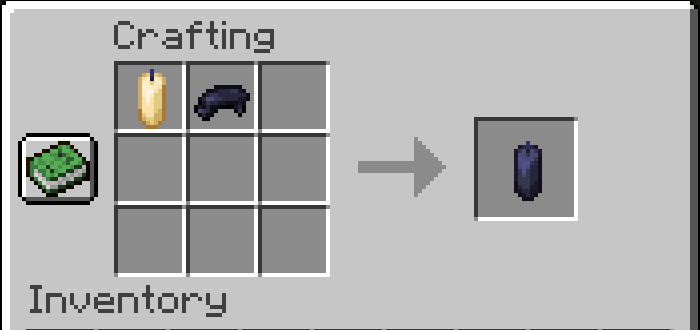Receta de elaboración de velas negras en Minecraft.