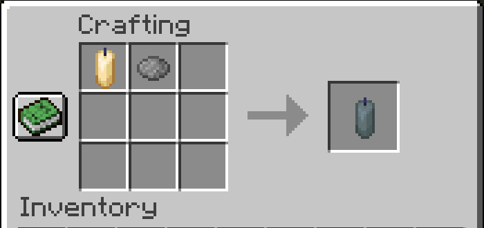 Receta de elaboración de velas grises en Minecraft.