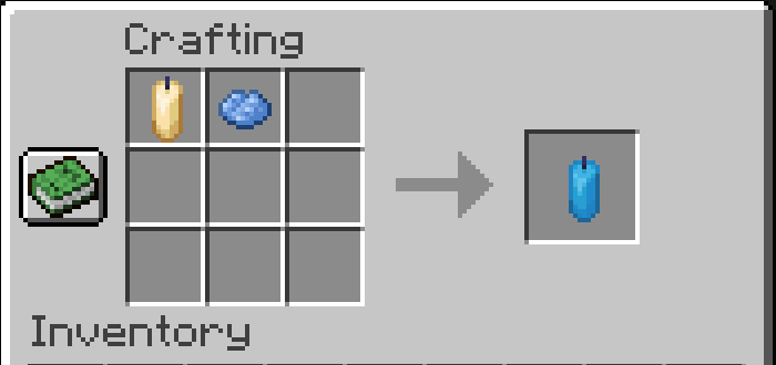 Receta de elaboración de velas celestes en Minecraft.