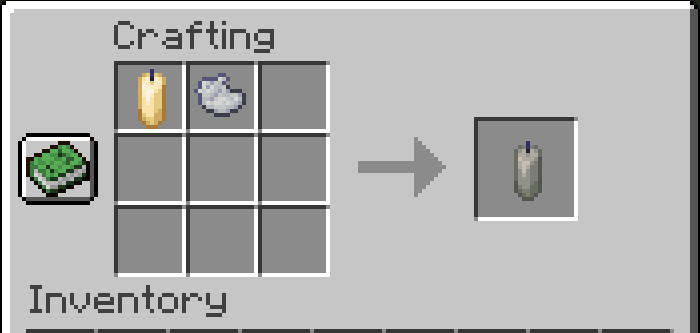 Receta de elaboración de velas gris claro en Minecraft.