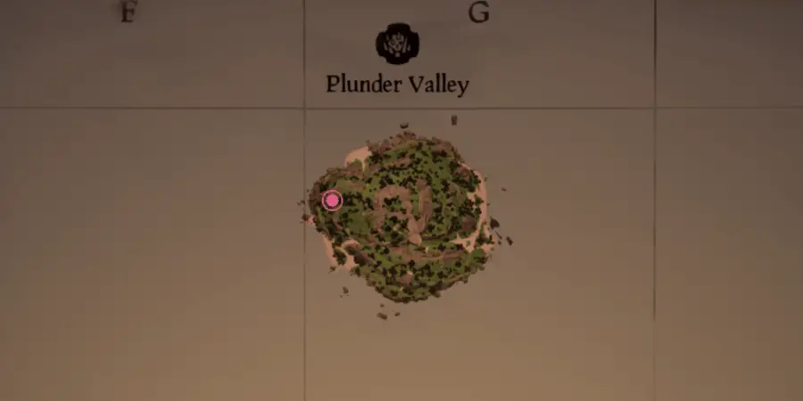 La ubicación de la Cueva de los Huesos en Plunder Valley.