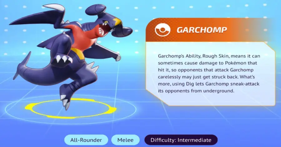Captura de pantalla de los personajes de Pokémon Unite