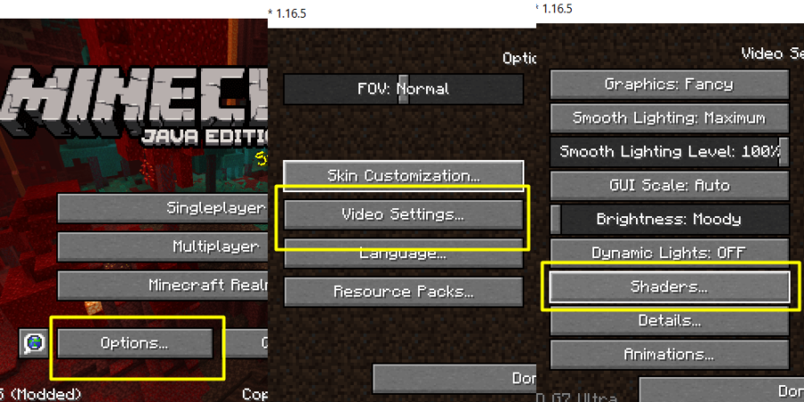 Cómo obtener la carpeta shaderpacks en Minecraft.