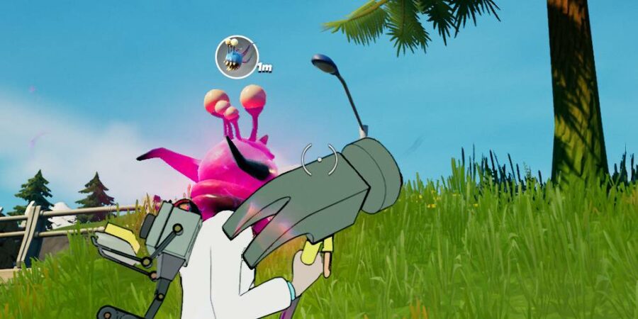 Rick marcando un parasito en fortnite