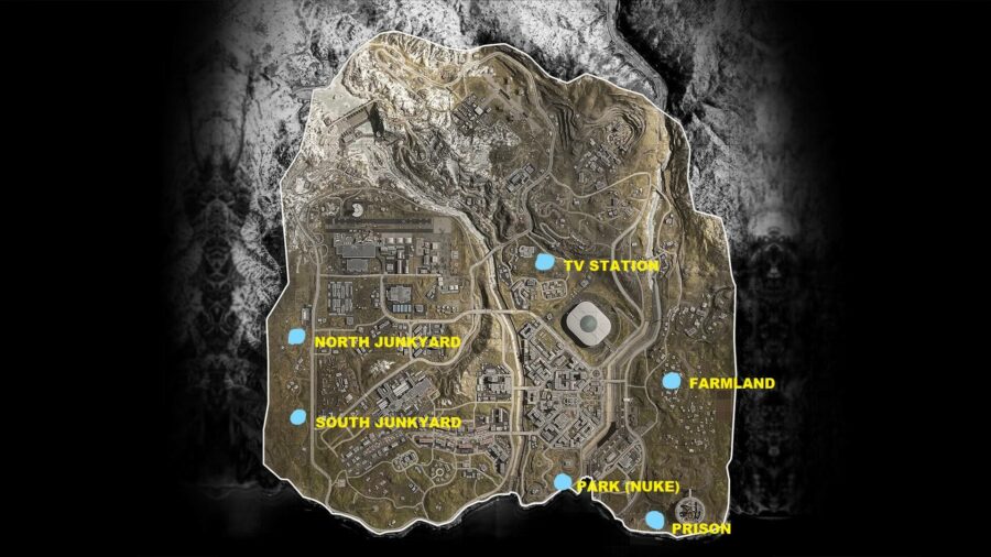 El mapa de todos los bunkers en COD Warzone.