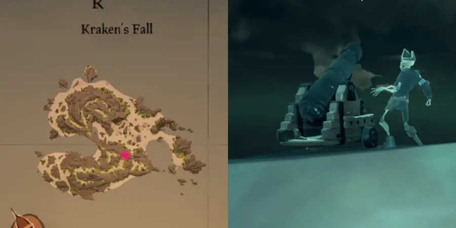 La ubicación de Dinger's Key en Kraken's Fall.