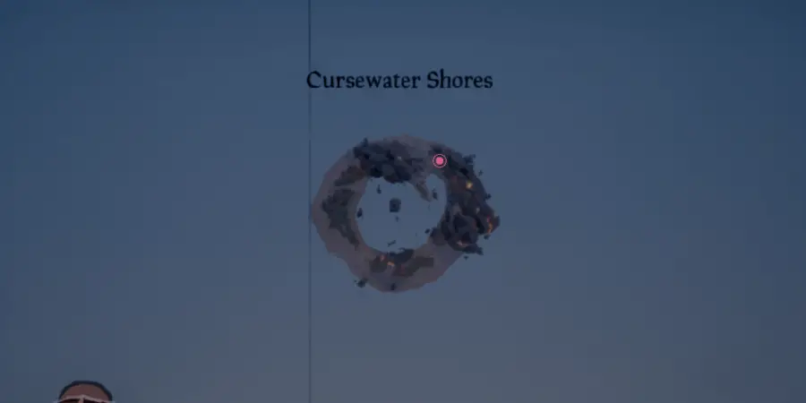 la ubicación del artefacto en las costas de Cursewater.