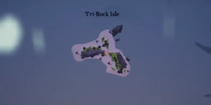 La ubicación del artefacto en la isla Tri-rock.