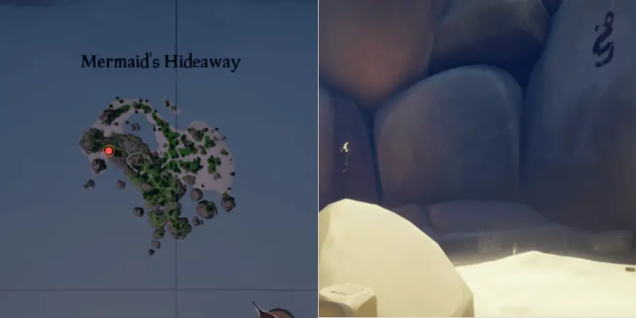 La ubicación de la bóveda en Mermaid's Hideaway.