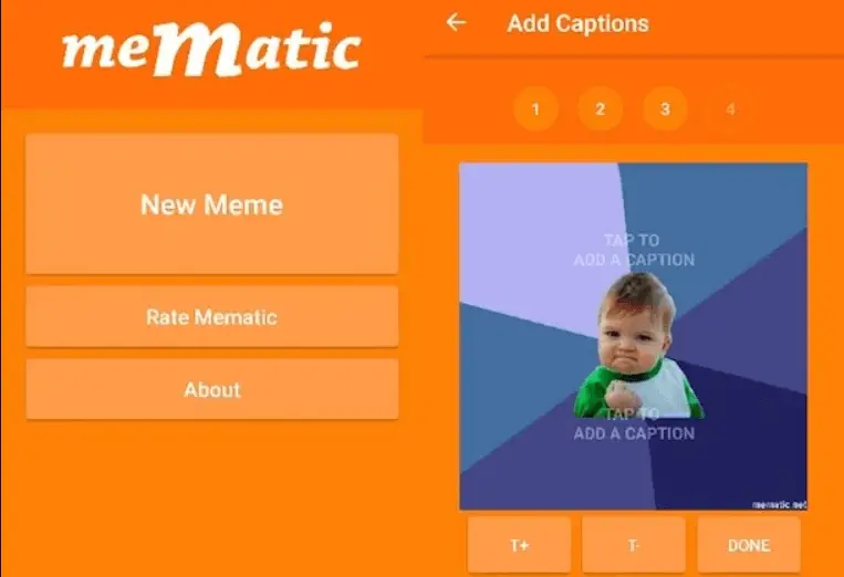 descripción general de la aplicación de creación de memes About Memetic