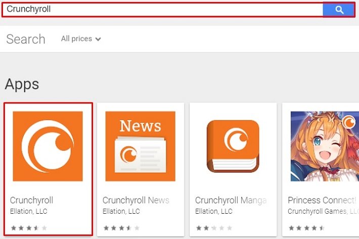 busque la aplicación Crunchyroll para Mac en Play Store usando bluestack