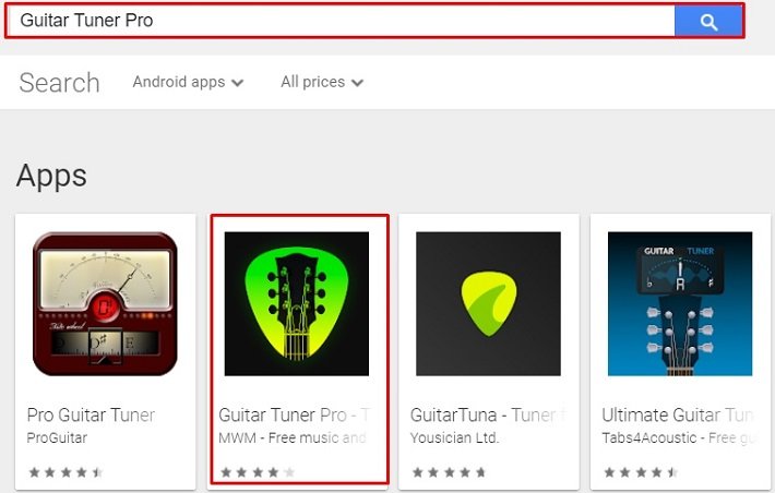 busque Guitar Tuner para Mac en Play Store usando Nox Player