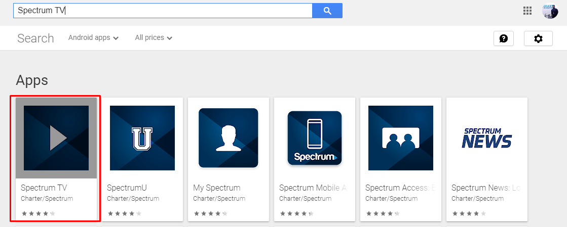 busque la aplicación Spectrum TV para Mac