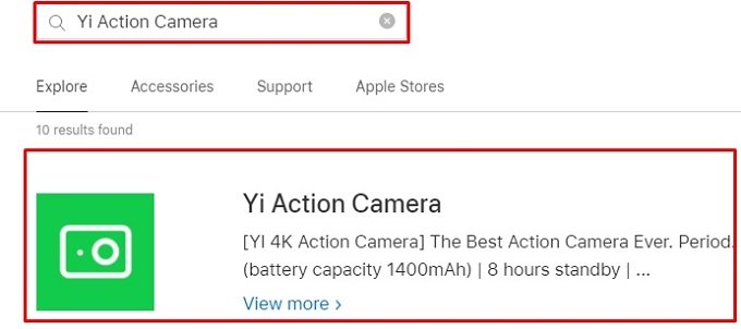 busque la aplicación Yi Action Camera para Mac