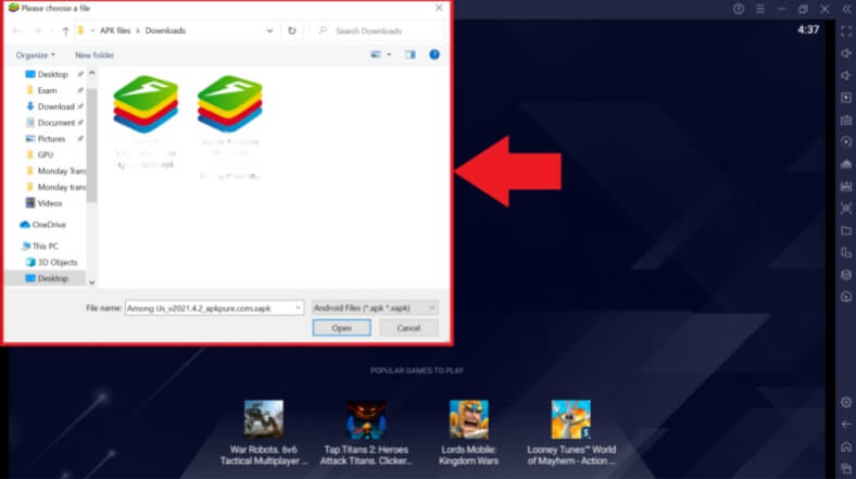 seleccionar aplicaciones de la pantalla emergente del Explorador de Windows
