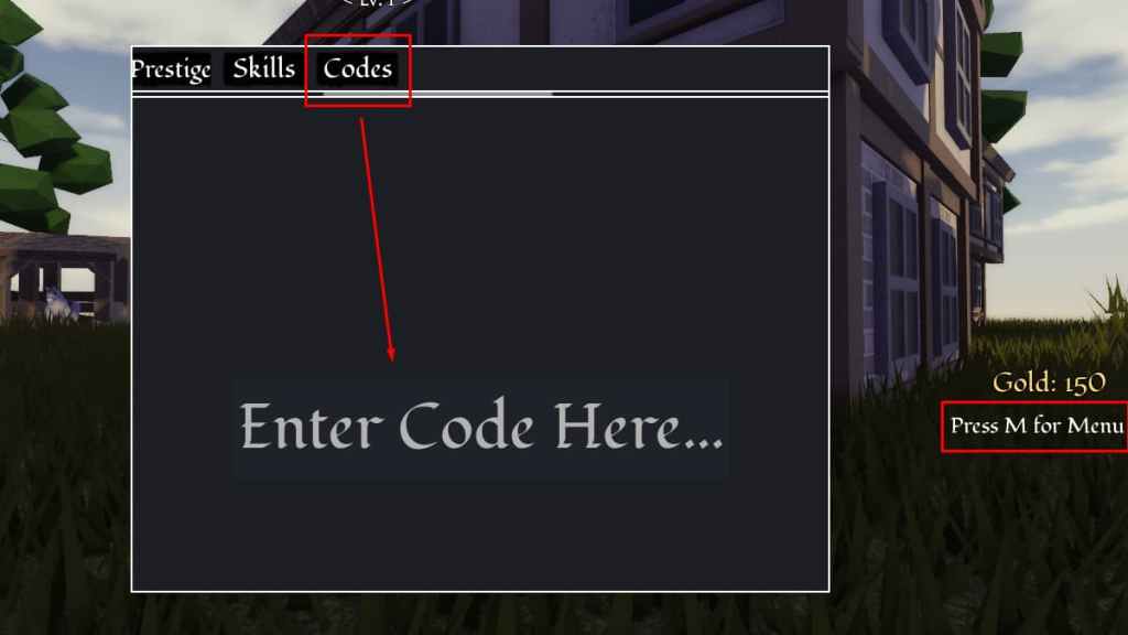 Una captura de pantalla de dónde canjear códigos en Roblox Untitled Attack on Titan