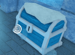 Ejemplo de cofre de hielo en 99 Nights in the Forest