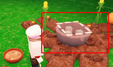 Parcelas de cultivo junto a una olla en 99 Nights in the Forest