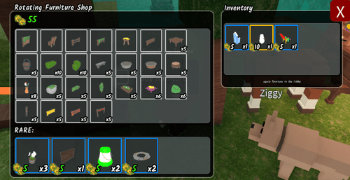 An example of the Furniture Trader's shop en 99 Nights in the Forest